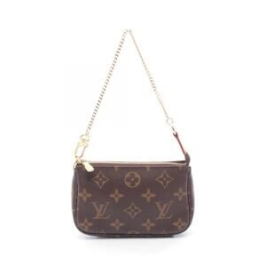 LOUIS VUITTON Authentic Brown Monogram Leather Pochette Mini Bag